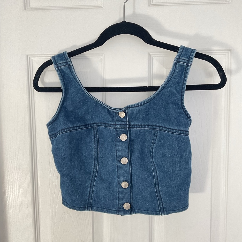LoneStar Denim Small Crop Vest Top Great Condition Button Down